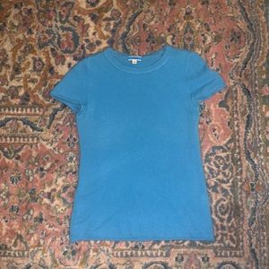 J Crew Blue Teal Size Small 100% Cashmere Tee